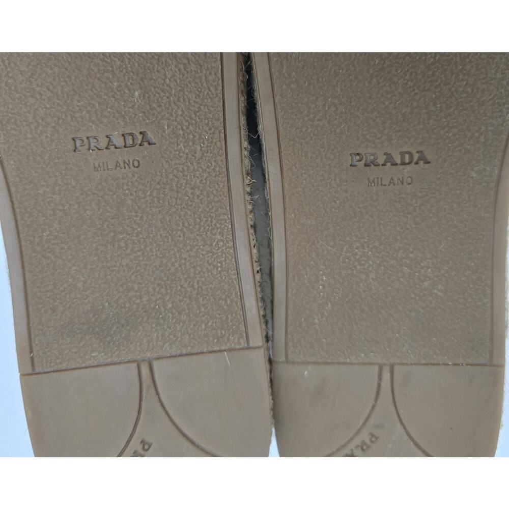 Womens Prada Leather Cross Strap Espadrille Platform Sandals Black Eu 37.5/7.5US - Picture 13 of 13